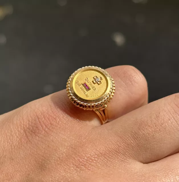 Bague d’Amour en Or Jaune 18 K / Diamant + Rubis  / A.AUGIS / Réf MP2598