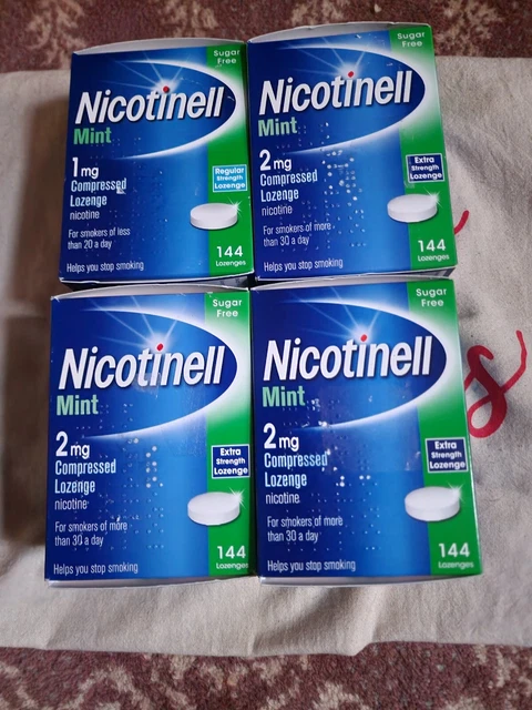 4x NICOTINELL 1mg 2mg 144 PASTIGLIE SMETTERE DI FUMARE SALUTE BELLEZZA NICOTINA NUOVO