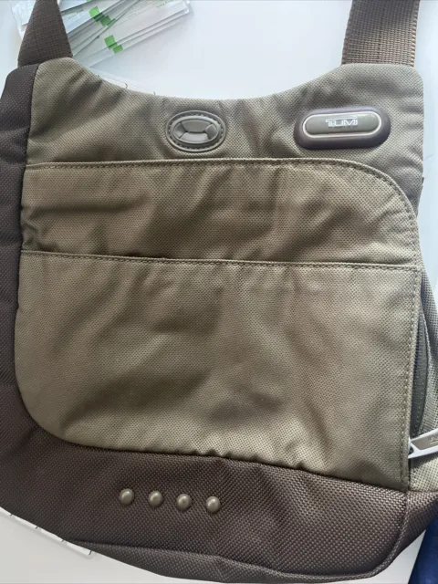Tumi Alpha Travel Pocket Bag Small Purse Green And Brown Crossbody