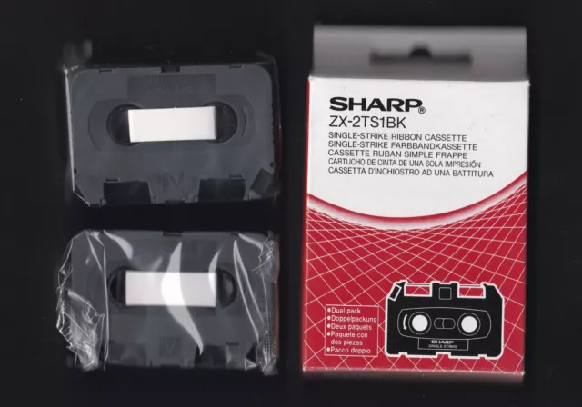 2 SINGLE STRIKE Ribbon Cassettes ZX-2TS1BK Sharp Font Writer Word Processor NEW