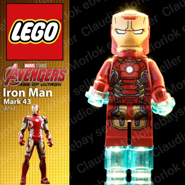 ⭐ LEGO Iron Man Mark 43 sh167 Minifigure  Marvel Avengers Age Of Ultron Armor