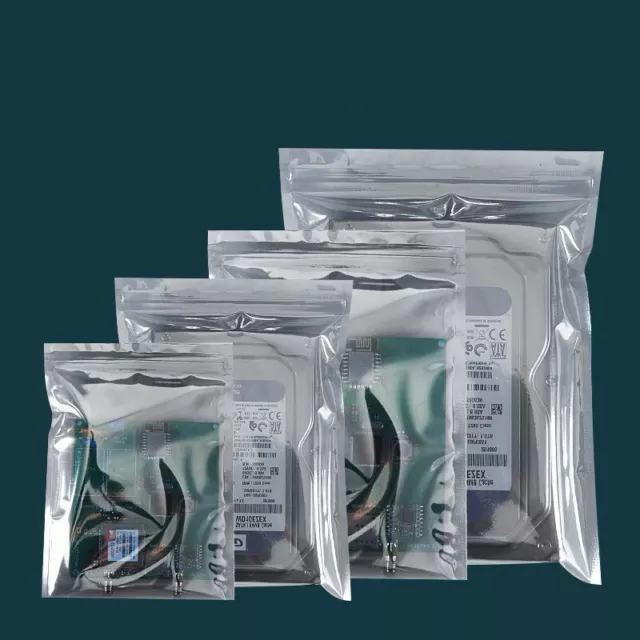 Anti-Static ESD Shielding Silver Zip-Lock Reclosable Bags For Small Electronics