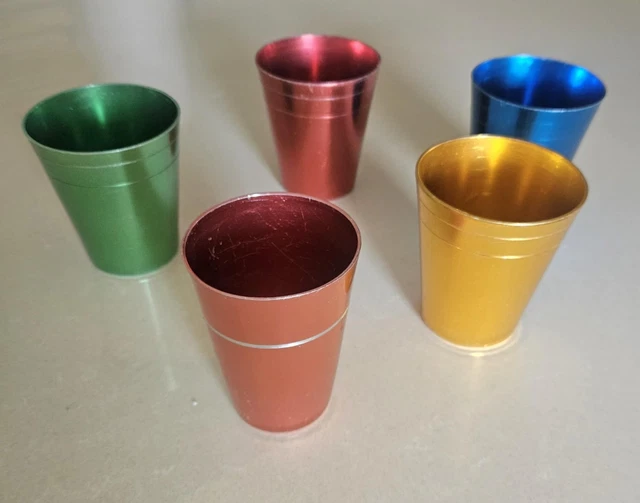 ANODISED TUMBLER CUPS Beakers 4 Aluminium Harlequin Retro Kitchen Picnic  $44.95 - PicClick AU