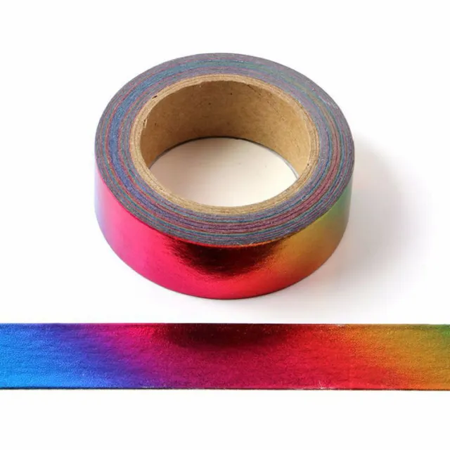 Rainbow Foil Washi Tape Decorative Self Adhesive Masking Tape 15mm x 10 meters