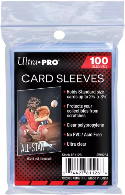 Ultra Pro Soft Card Sleeves 2-5/8" X 3-5/8", Ultra Clear, Paper 100Count