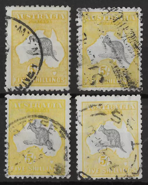 Australia 1915-27 5/- Roos SG42/shades Used (4v)