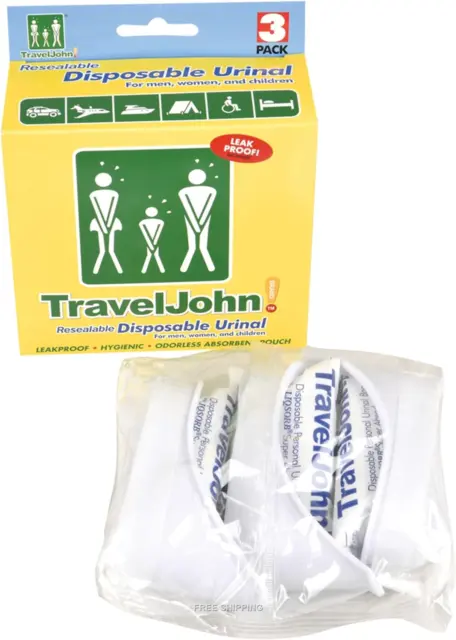 TravelJohn Einweg-Urinal - 3er-Pack