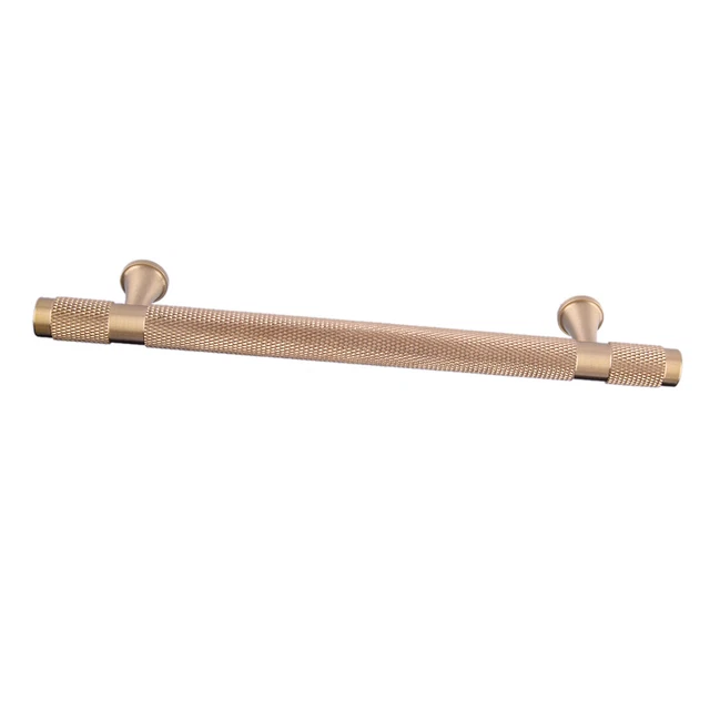 Brass Cabinet Kitchen Handles Knurled T-bar Cupboard Drawer Knurl Handle Gold