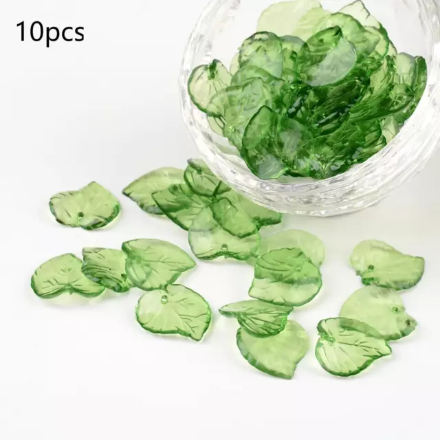 100x Transparent Green Acrylic Leaf Pendants Bracelet Frosted Home Decor