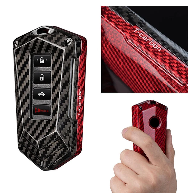Custodia portachiavi in fibra di carbonio rosso nero per Lexus RC300 IS250 RX450 4 pulsanti