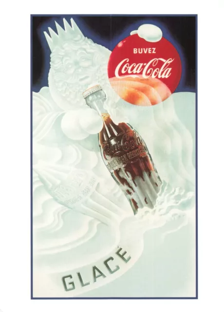 Postcard Coca-Cola Coke Advertisement Contour Bottle Canadian French Snow Ice