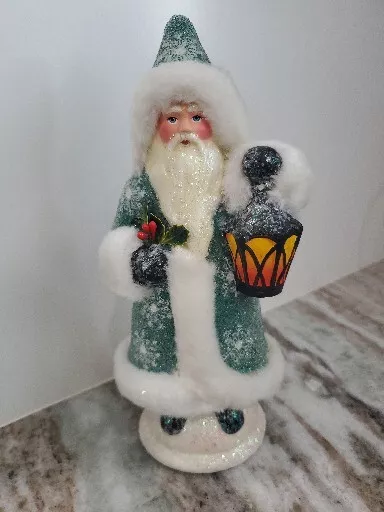 Kurt Adler Winterclaus Collection Santa Figurine Green With Lantern Holly 2007