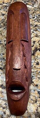 Vintage Tall African Hand Carved Ethnic Tribal Wooden Mask