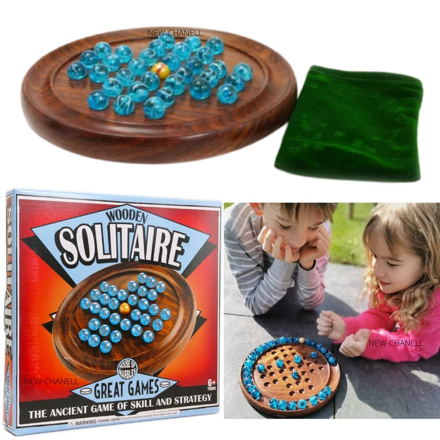 HOUSE OF MARBLES Classic Wooden Solitaire Game Marbles Traditional