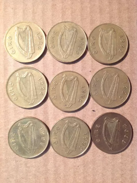 Old World Coins Ireland Irish Republic 20 Pence with Horse & Harp All 9 Dates