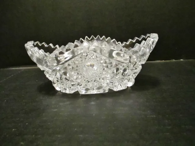 Antique IMPERIAL NUCUT Candy Nut Bowl Dish Oval Pressed Glassware Saw Tooth Rim