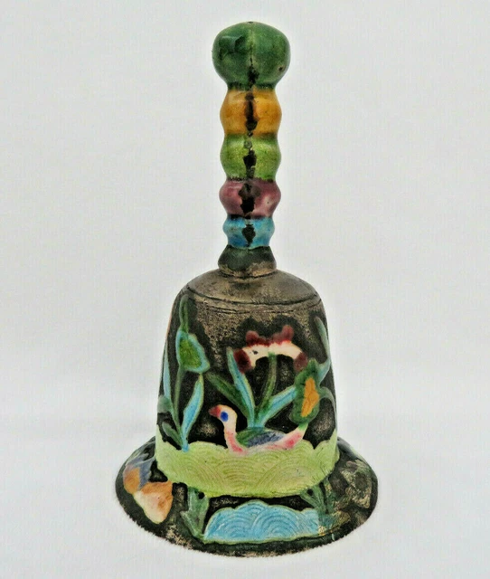 Antique Chinese Enamel Bell with Waterlilies & Ducks