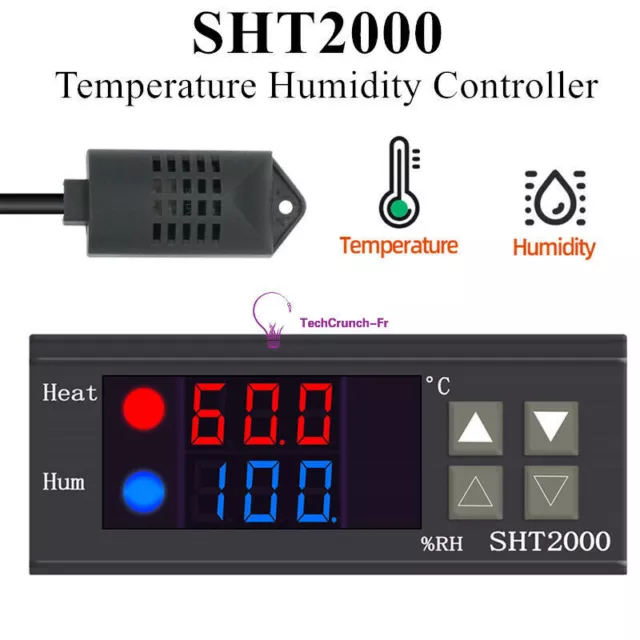 SHT2000 10A Thermostat Temperature Humidity Hygrometer Touch Controller SHT20 F