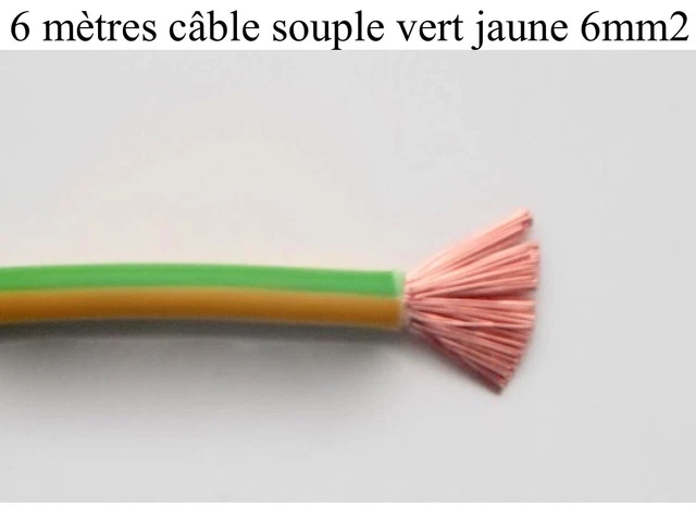 câble électrique souple de terre 6 mm2 vert jaune 6 mètres