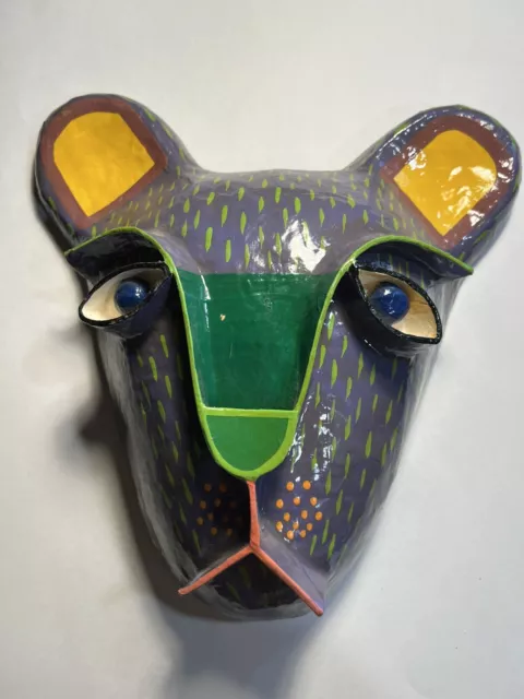 Gina Truex - Paper Mâché  Mask - Lion koala bear Head - 3D Wall Hanging - Signed