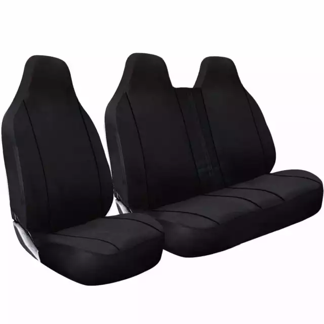 For Ford Transit Mk6 Mk7 Mk8 - Deluxe Black Piping Van Seat Covers Single Double