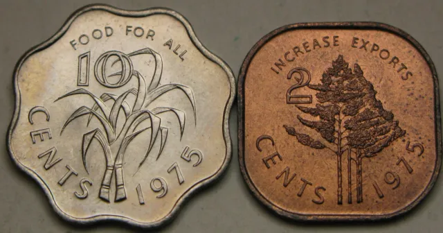 SWAZILAND 2, 10 Cents 1975 - FAO - 2 coins - 2835 ¤