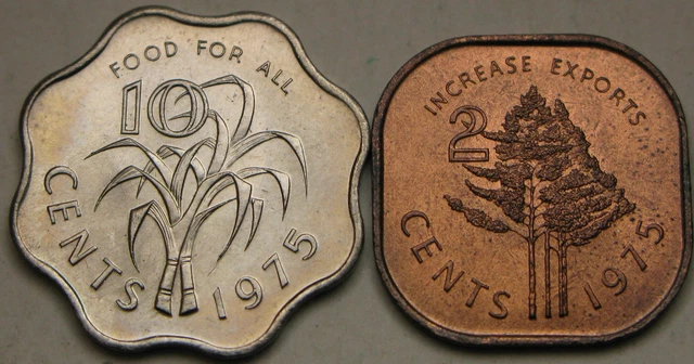 SWAZILAND 2, 10 Cents 1975 - FAO - 2 coins - 2835 ¤ SWAZILAND 2, 10 Cents 1975 - FAO - 2 coins - 2835 ¤