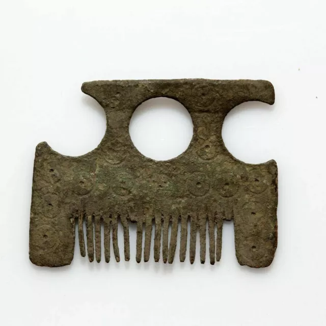 VERY RARE-Late Roman Or Early Byzantine Bronze Decorated Comb