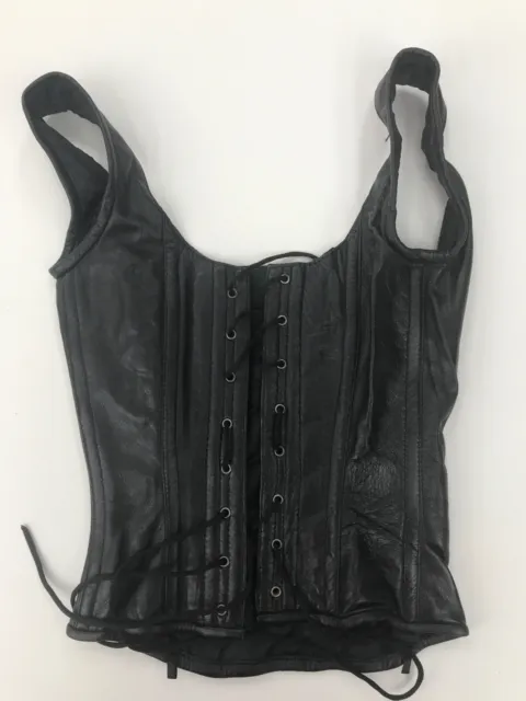 Sexy Leather Corset Black Size M Echte Leder schwarz Korsett Cuir overbust lace 3