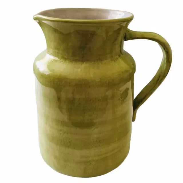 FRENCH Country Collections Franco Rustic Large Green Pitcher Or Vase Ceramic