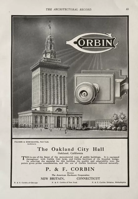 1913 Ad(L21)~P. F. Corbin Co. New Britain, Conn. Corbin Equipped Oakland Hall