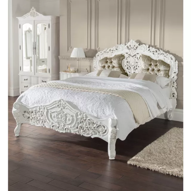 Estelle Antique French Style Bed | Handcarved Single Double King Shabby Chic