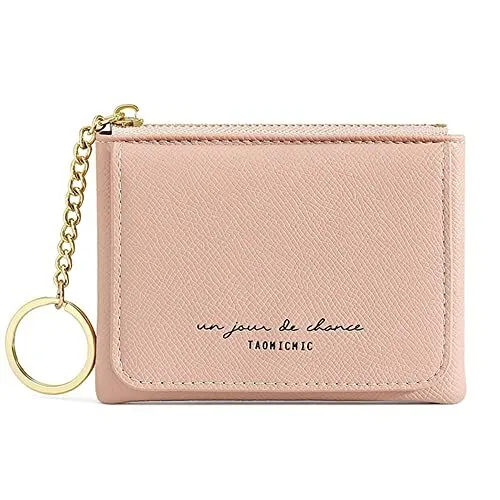 Coin Purse Mini Pouch Case Womens Change Wallet Keychain Zipper Pocket with F...