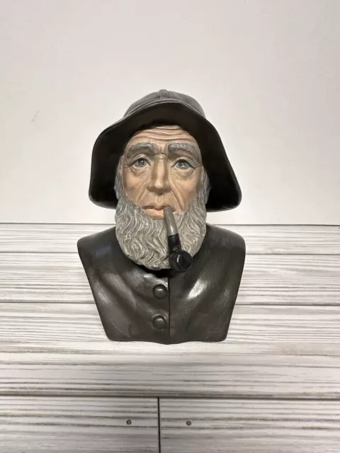 Vintage Ceramic Old Salt Sailor Bust - Fisherman with Pipe Atlantic Mold Co 5”