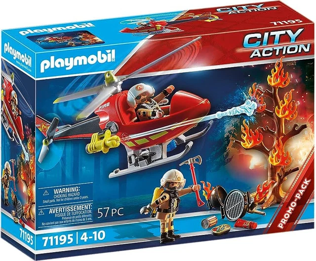 Playmobil 9462 Caserne De Pompiers City Action – Hélicoptère, Effets Sonores, 3 Figurines, 181 Pièces – Dès 5 Ans