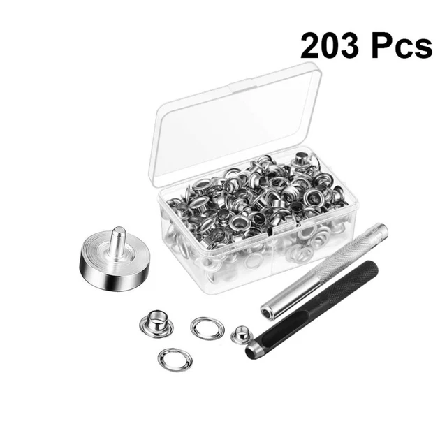 203 piezas 6 mm Kit de ojales Ropa Fijaciones Boquilla Ajuste Herramienta