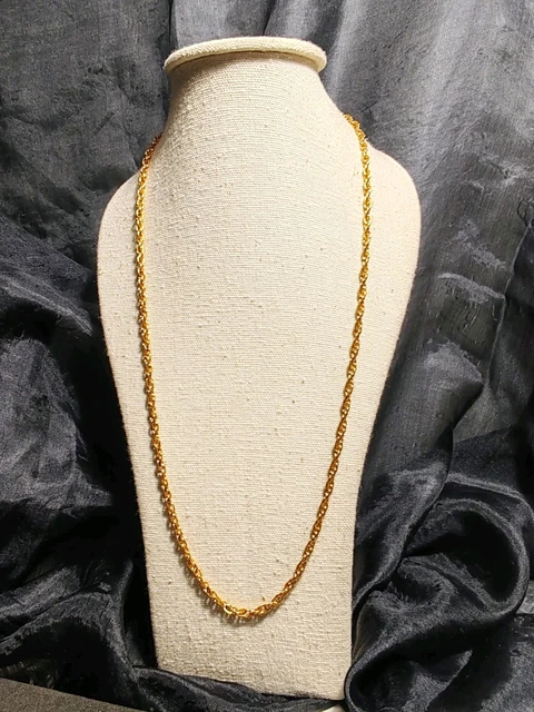 Collier Chaîne Maille Palmier Métal Doré - Fermoir Marin, 42 Cm, Occasion