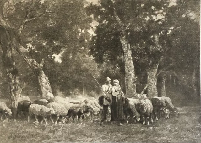Barbizon Charles Emile Jacque 1813-1894 La Pastoral Helio G Small