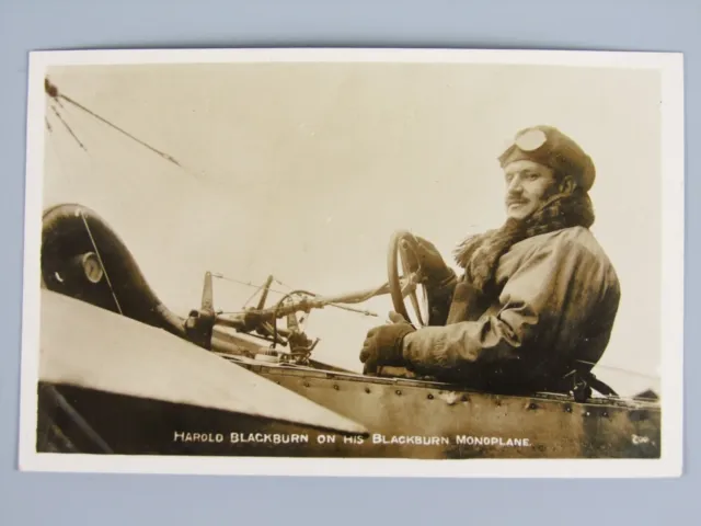 Postcard, Photo of Harold Blackburn, Monoplane, Early Aviation, RFC Pilot....VG