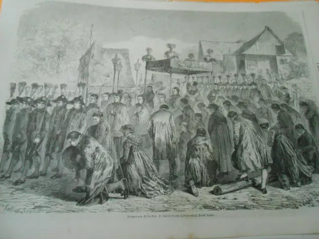 1861 Engraving - Procession of the Feast of St. Peter to Petersthal Black Forest