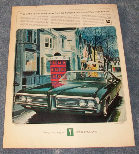 1969 Pontiac Bonneville Vintage Ad "This Is The Year To Break Away From..."