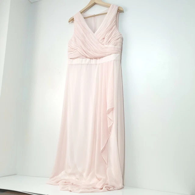 Abito da damigella d'onore Kaliko UK 14 16 bambino rosa maxi chiffon senza maniche ballo festa