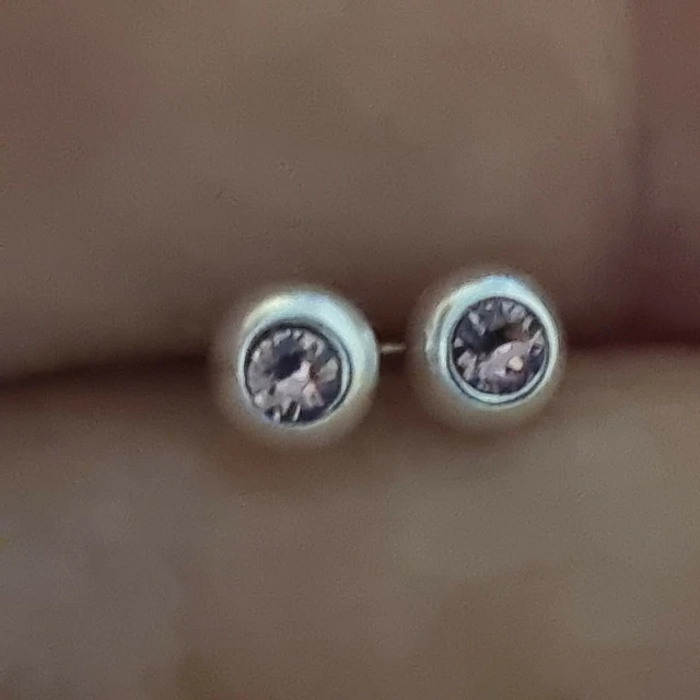 Sterling Silver earrings 925 studs womens DZ334 light rose real crystal pretty