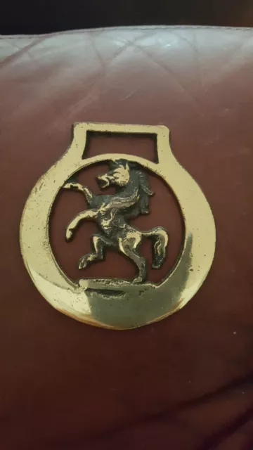 VINTAGE BRASS BRIDLE Horse Harness Metal Medallion Tack Decoration
