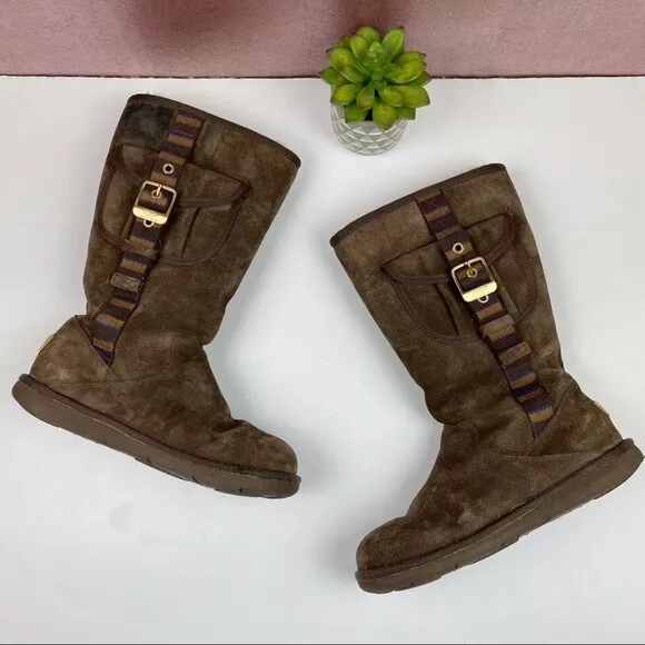 Ugg Australia Brown Leather Genuine Sheepskin Boots Women Size 7