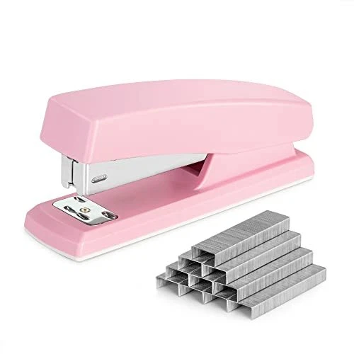 Stapler, Desktop Staplers with 640 , Office Stapler, 25 Sheet Capacity, Pinkn