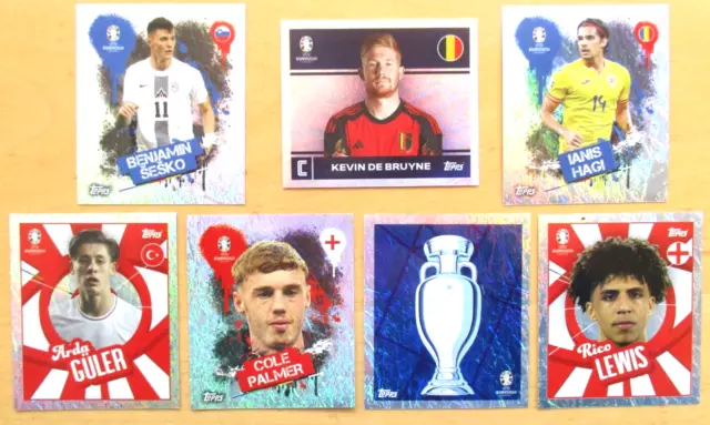 TOPPS EURO 2024 STICKER - 7 FOIL Sticker-  Pokal/Captain /Artist/Player to watch