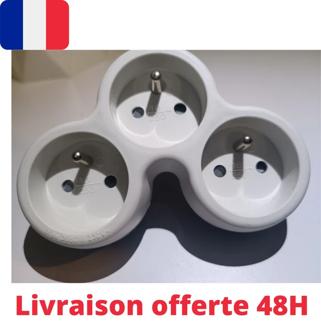 Lot de 3 multiprises triplites triangles 3 prises en façade