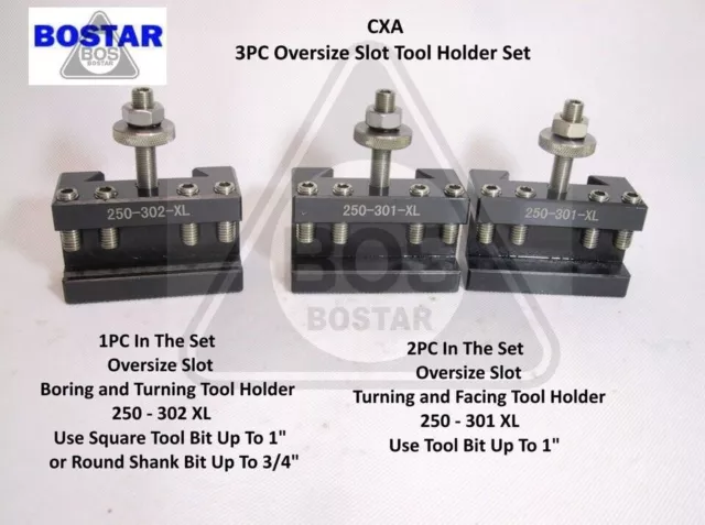 BOSTAR CXA Tool Post Oversize Slot Tool Holder 3PC Set