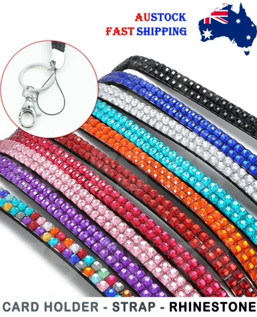 Rhinestone Lanyard Neck Strap Id Card Holder Key Case Name Badge *Aus Stock*